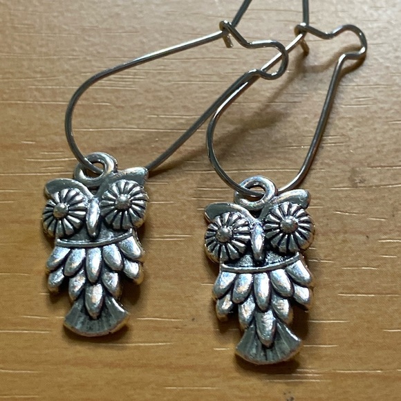 Owl Boho Silver Fashion Earrings - Picture 1 of 2